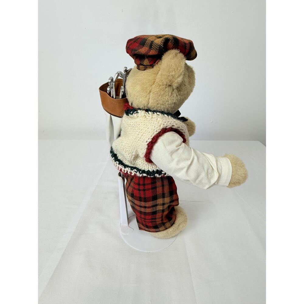Brown Bear Golfer Outfit Tartan Cap Plush Toy 100 Polyester - Picture 3 of 10